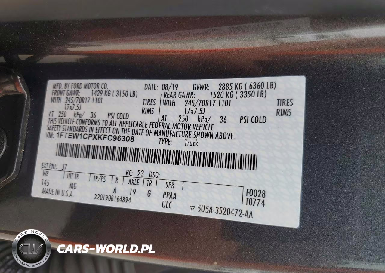 2019 Ford F150 Supercrew VIN:1FTEW1CPXKFC96308 - 12