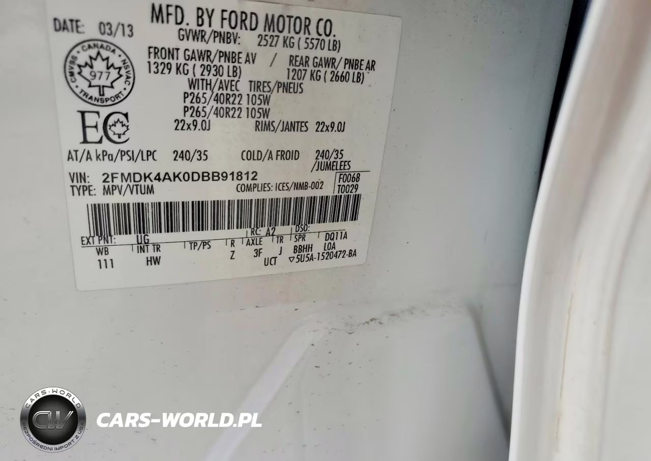 2013 Ford Edge Sport VIN:2FMDK4AK0DBB91812 - 13