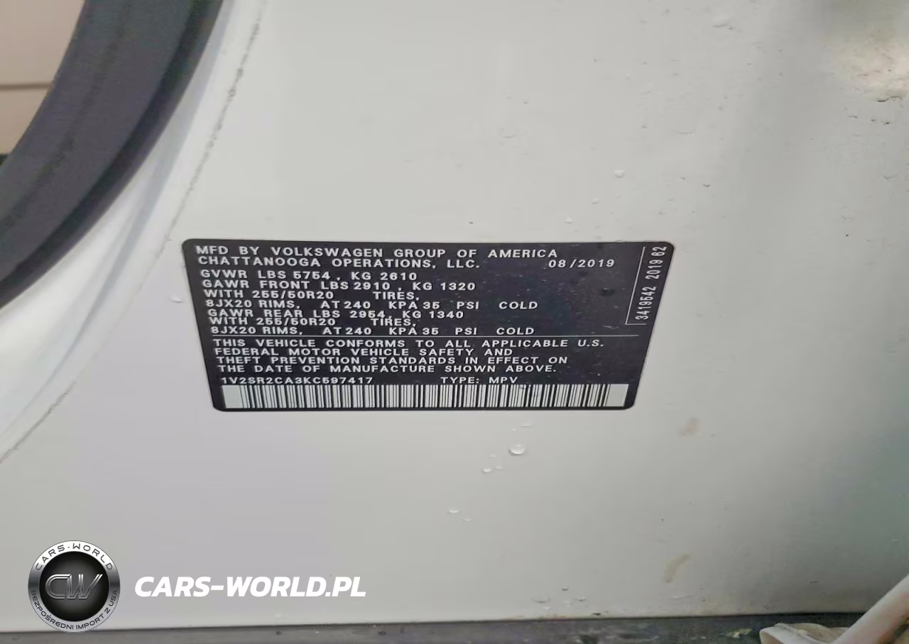 2019 Volkswagen Atlas Sel VIN:1V2SR2CA3KC597417 - 13