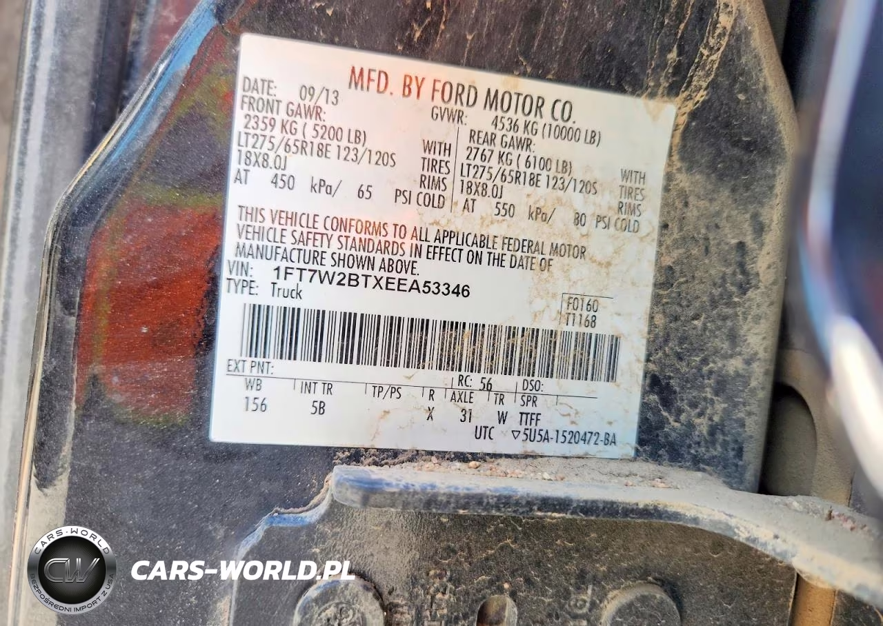 2014 Ford F250 Super Duty VIN:1FT7W2BTXEEA53346 - 12