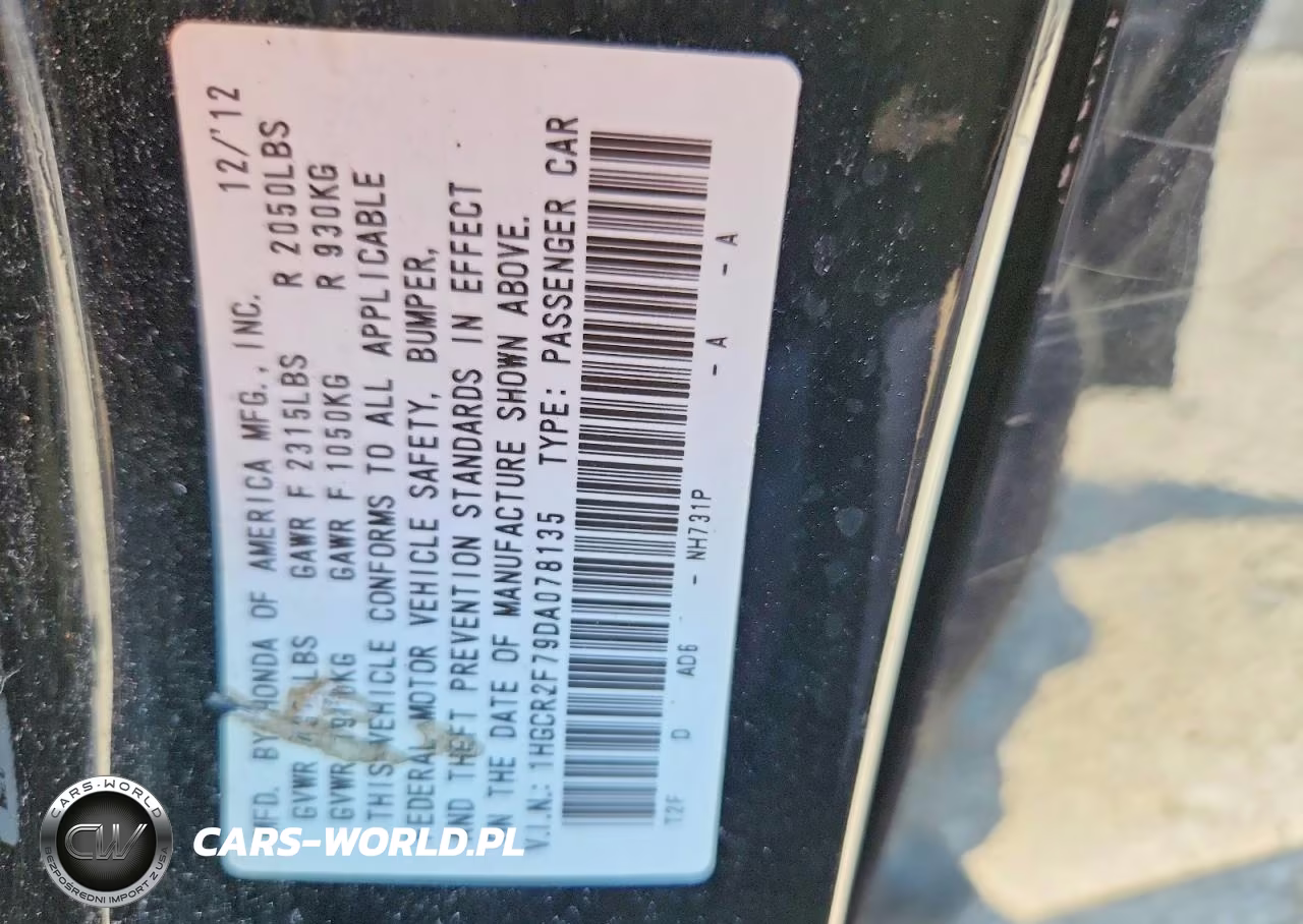 2013 Honda Accord Ex VIN:1HGCR2F79DA078135 - 12
