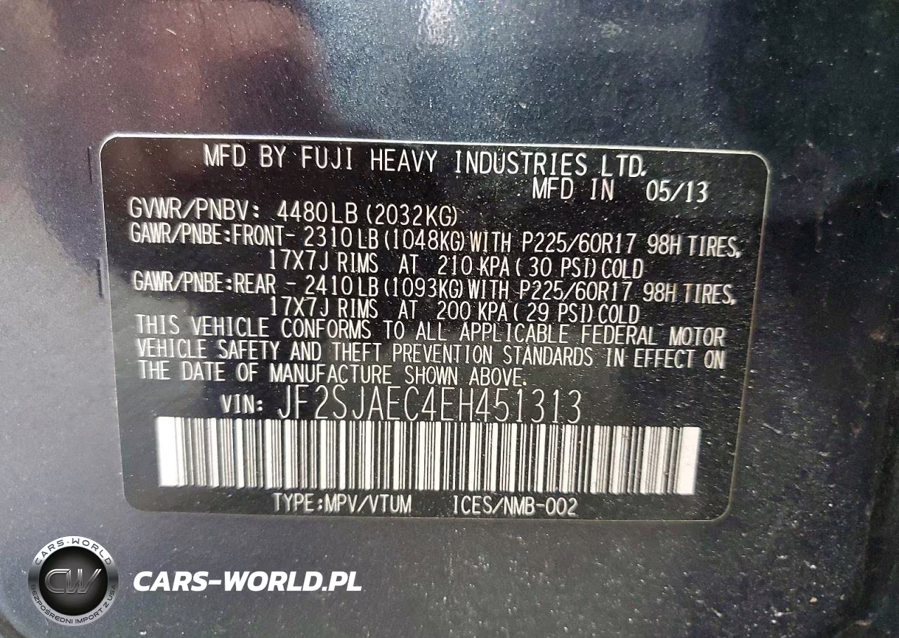 2014 Subaru Forester 2.5I Premium VIN:JF2SJAEC4EH451313 - 12