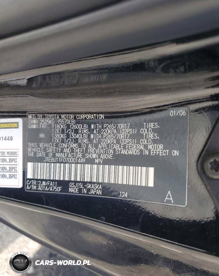 2007 Toyota Fj Cruiser Base VIN:JTEBU11F070001449 - 13