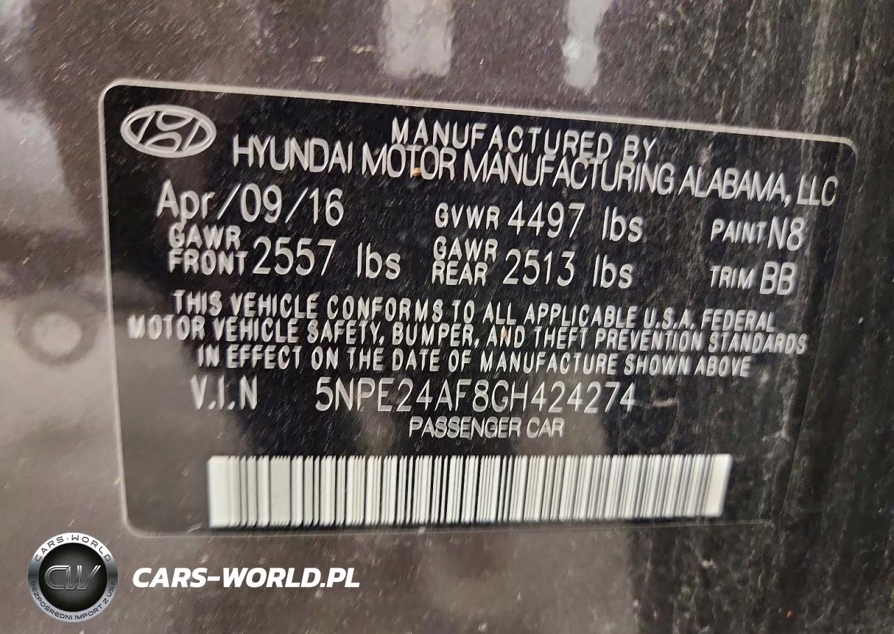 2016 Hyundai Sonata Se VIN:5NPE24AF8GH424274 - 12