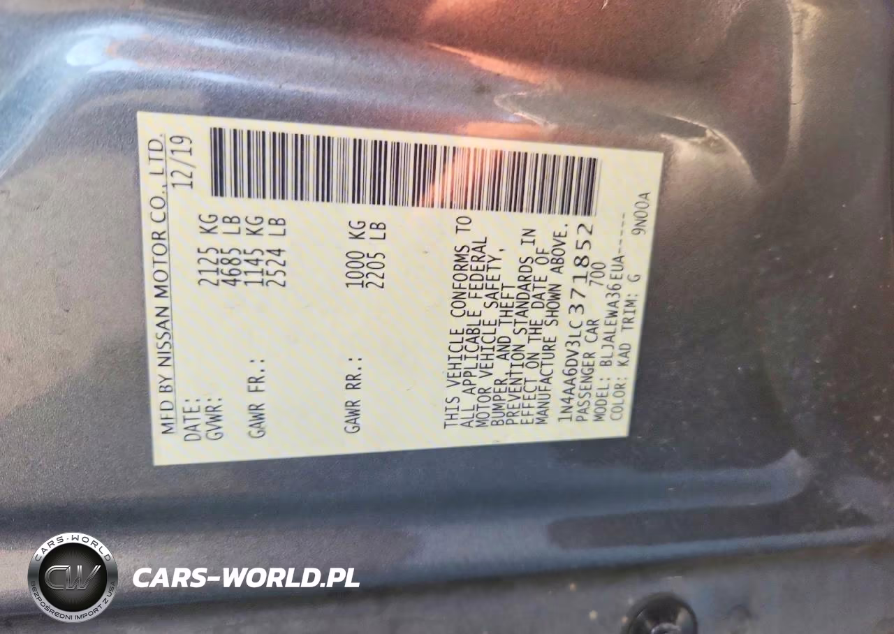 2020 Nissan Maxima Sl VIN:1N4AA6DV3LC371852 - 12