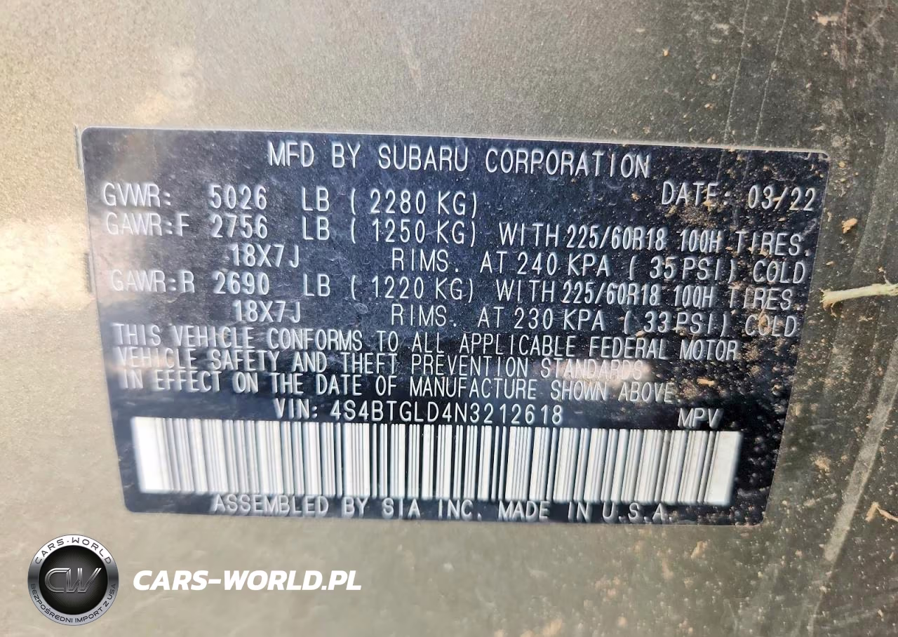 2022 Subaru Outback Onyx Edition Xt VIN:4S4BTGLD4N3212618 - 14