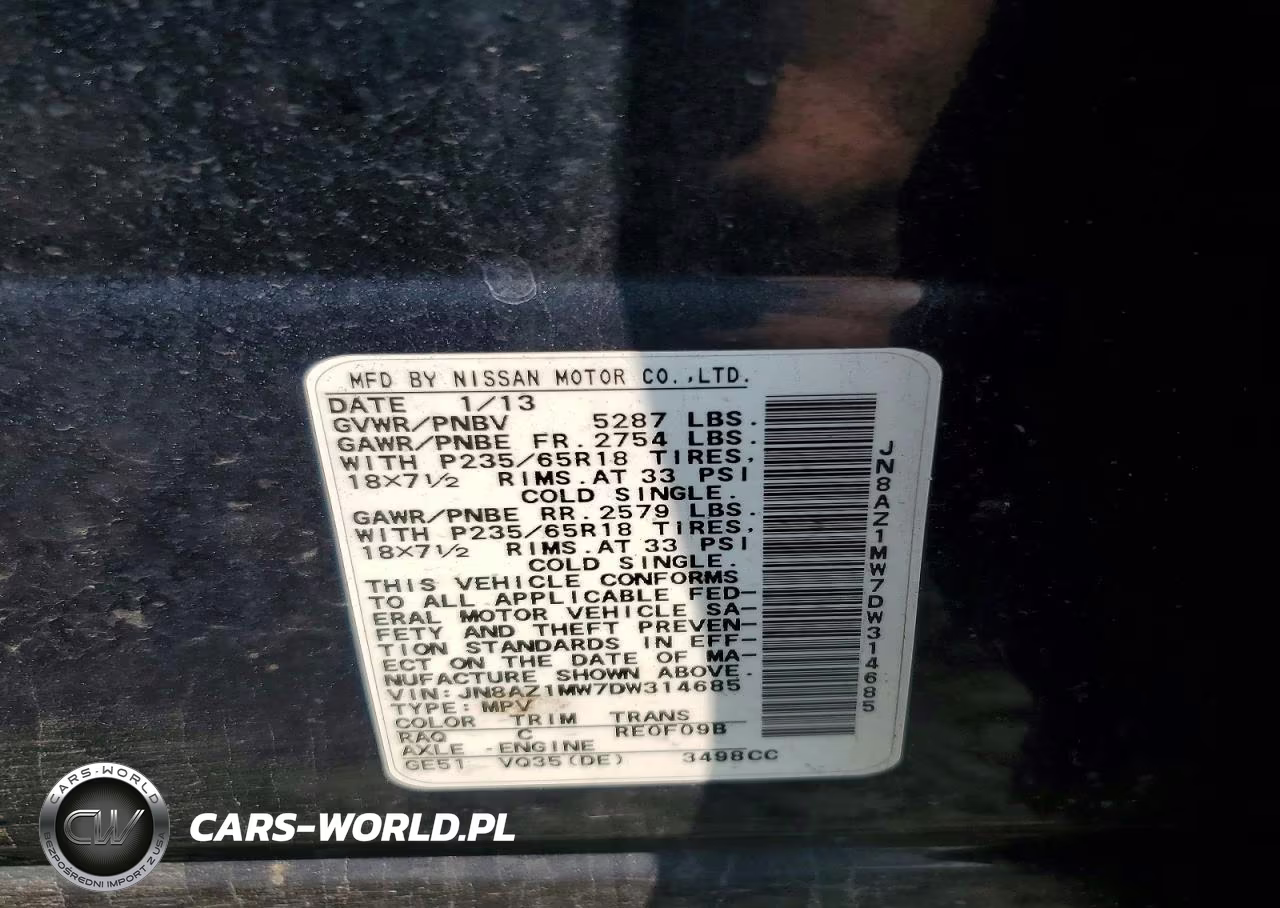 2013 Nissan Murano S VIN:JN8AZ1MW7DW314685 - 13