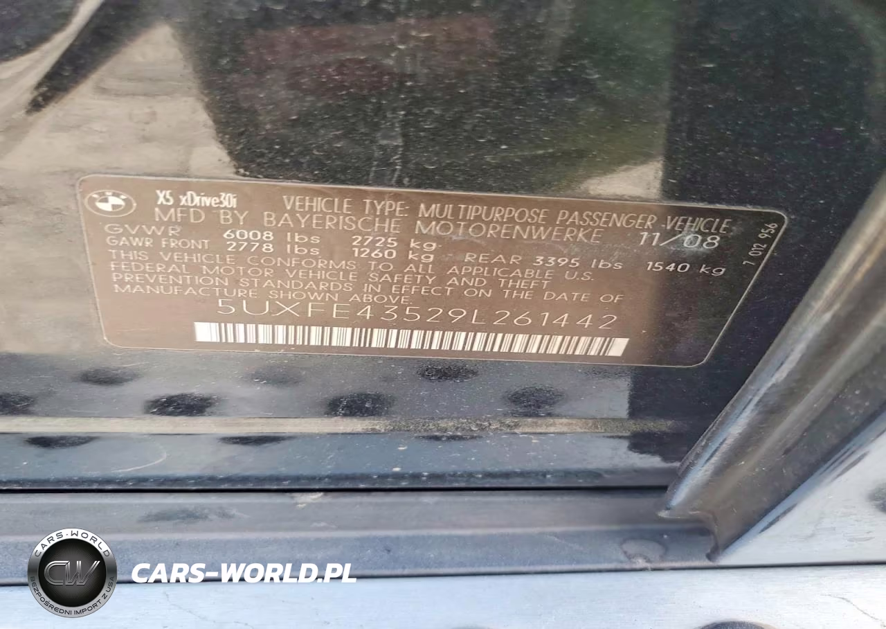 2009 BMW X5 xDrive30I VIN:5UXFE43529L261442 - 12