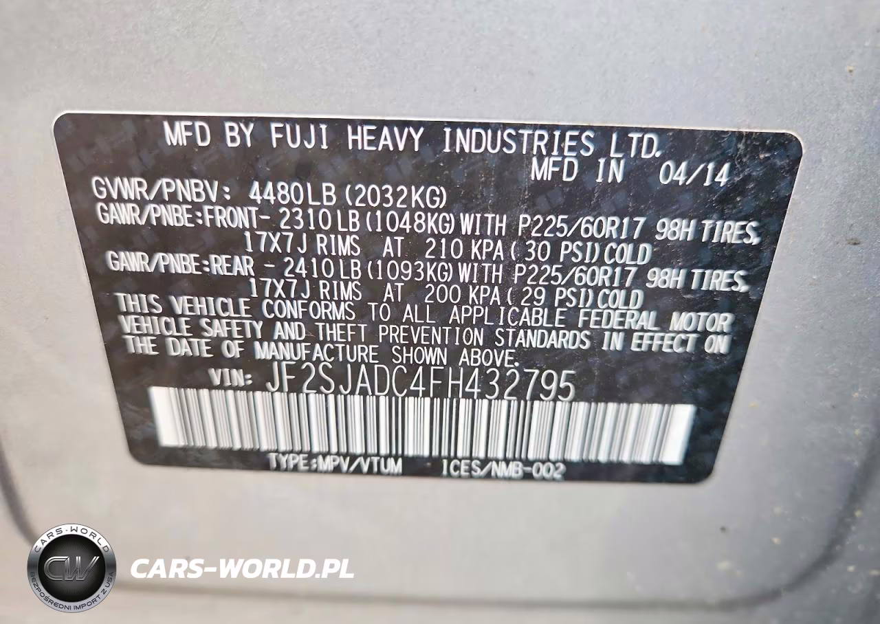 2015 Subaru Forester 2.5I Premium VIN:JF2SJADC4FH432795 - 13