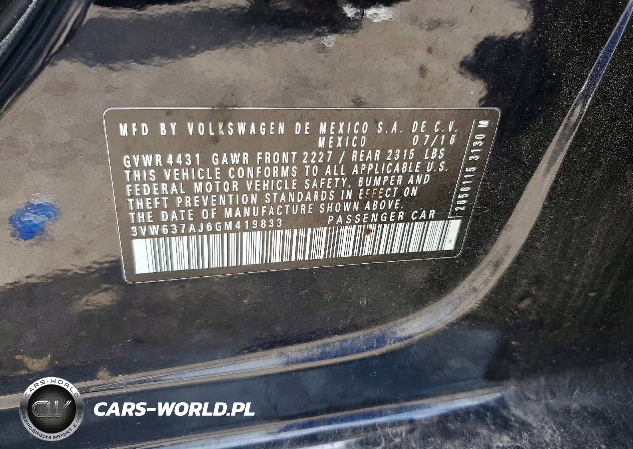 2016 Volkswagen Jetta Hybrid VIN:3VW637AJ6GM419833 - 12