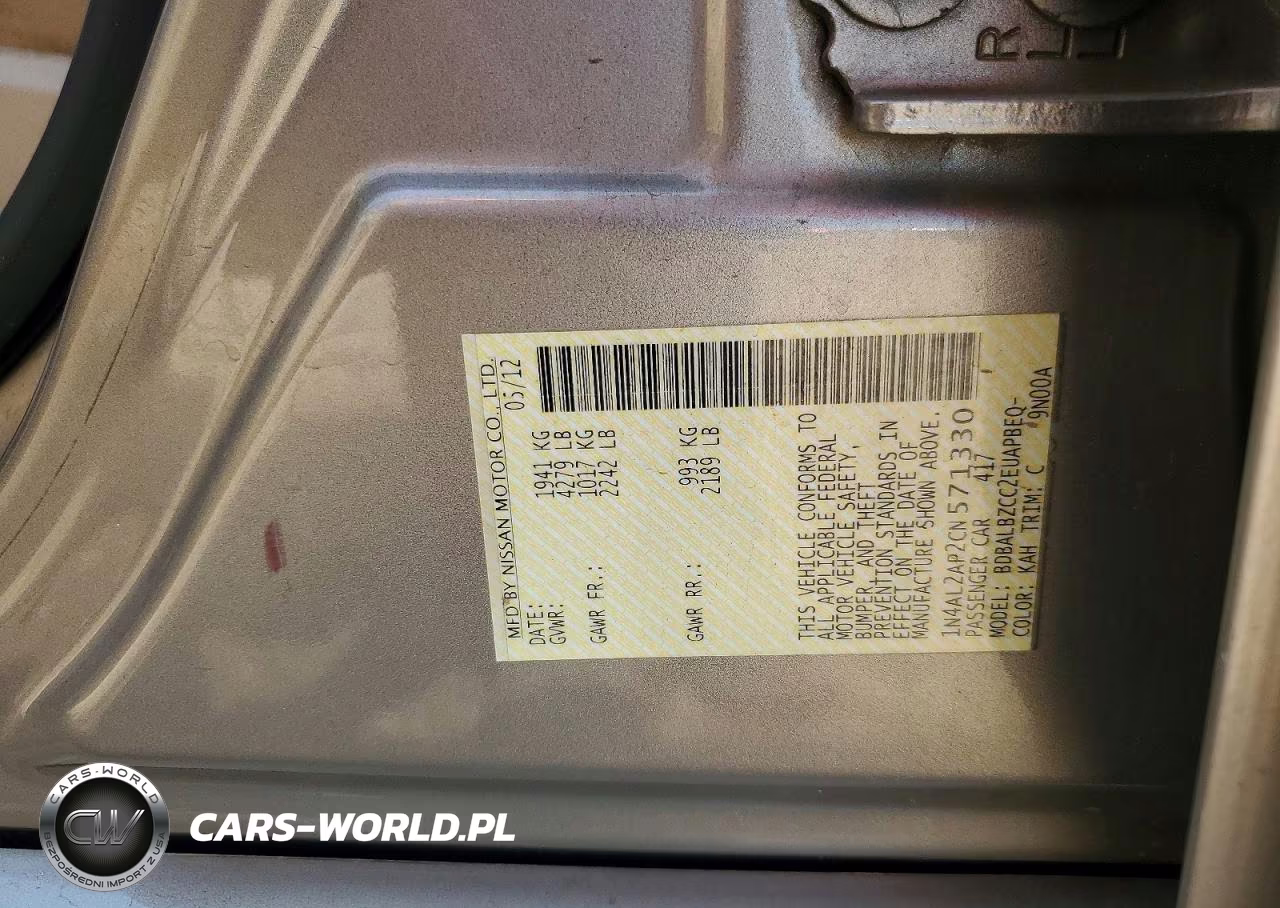2012 Nissan Altima 2.5 VIN:1N4AL2AP2CN571330 - 12