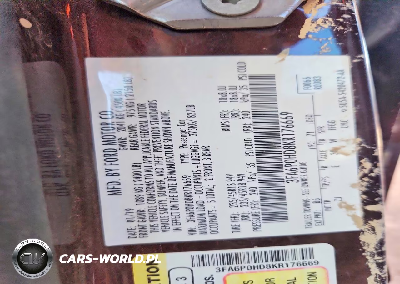 2019 Ford Fusion Se VIN:3FA6P0HD8KR176669 - 12