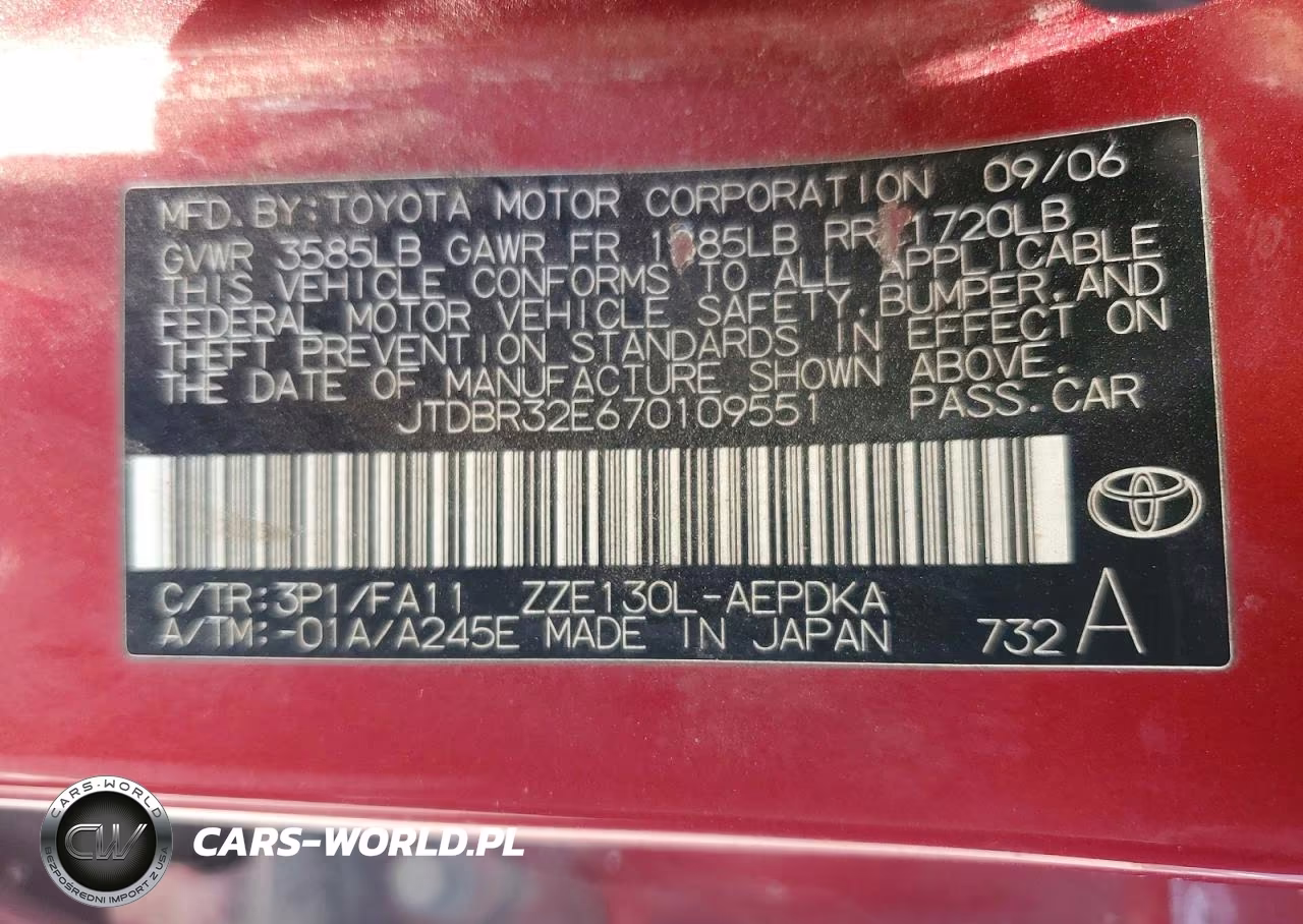 2007 Toyota Corolla Ce VIN:JTDBR32E670109551 - 12