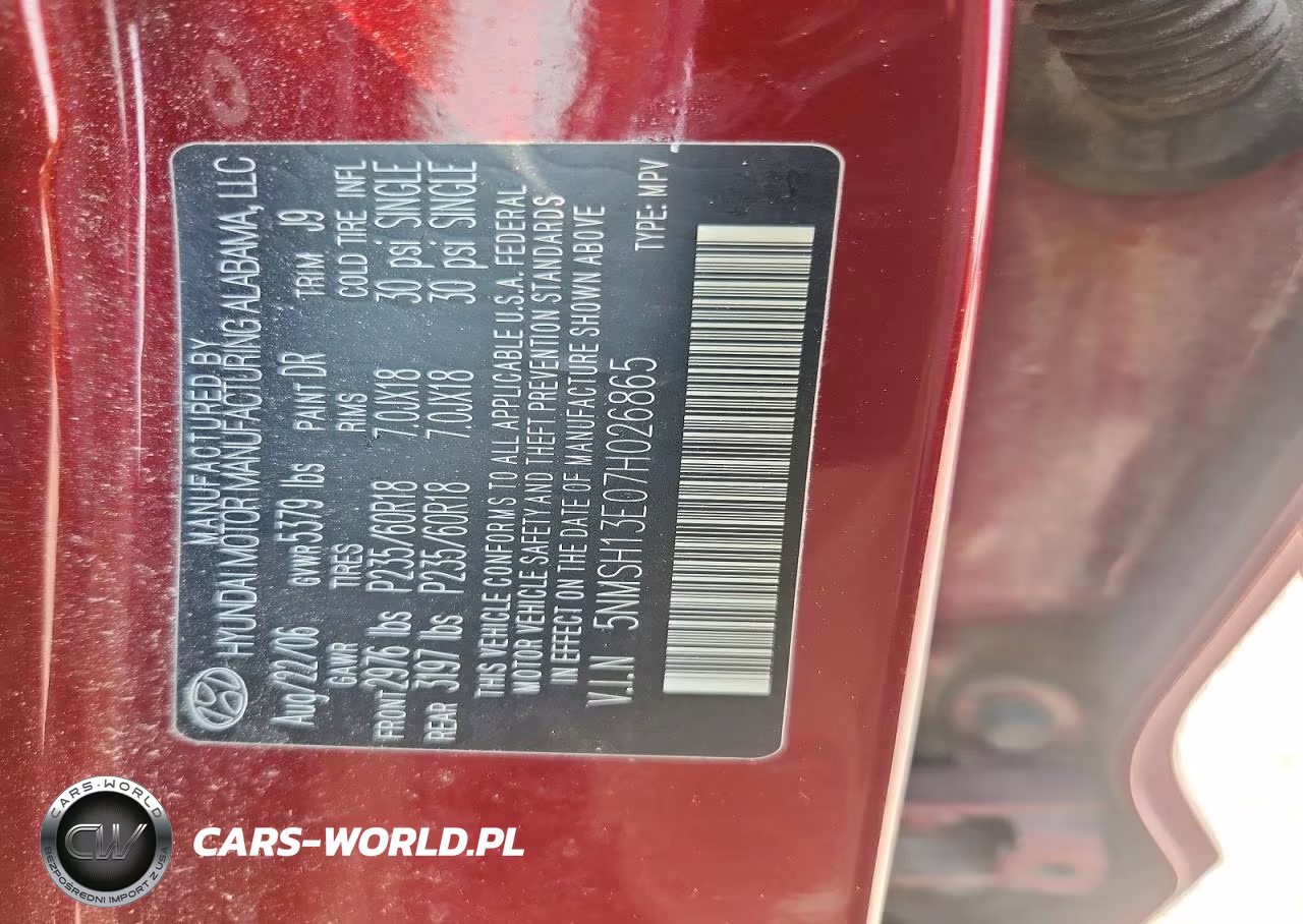 2007 Hyundai Santa Fe Se VIN:5NMSH13E07H026865 - 13