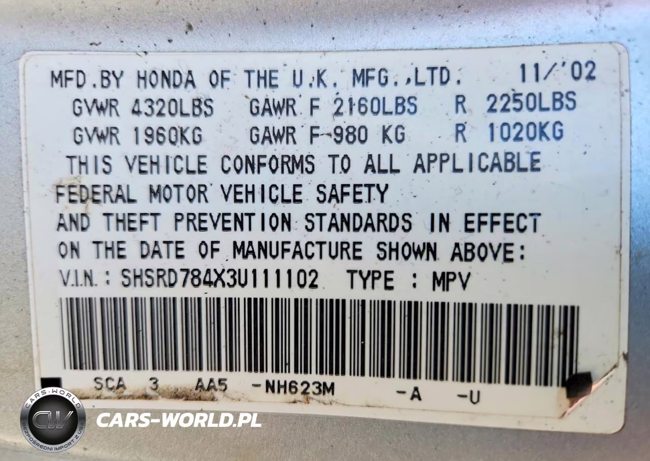 2003 Honda Cr-V Lx VIN:SHSRD784X3U111102 - 13