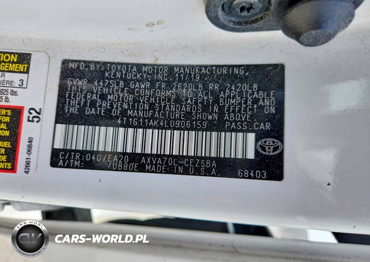 2020 Toyota Camry Se VIN:4T1G11AK4LU906159 - 13