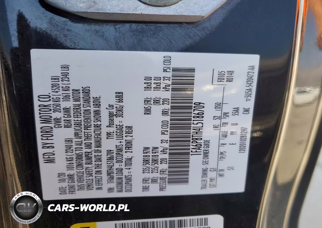 2020 Ford Mustang Ecoboost Premium Fastback VIN:1FA6P8TH4L5186709 - 12