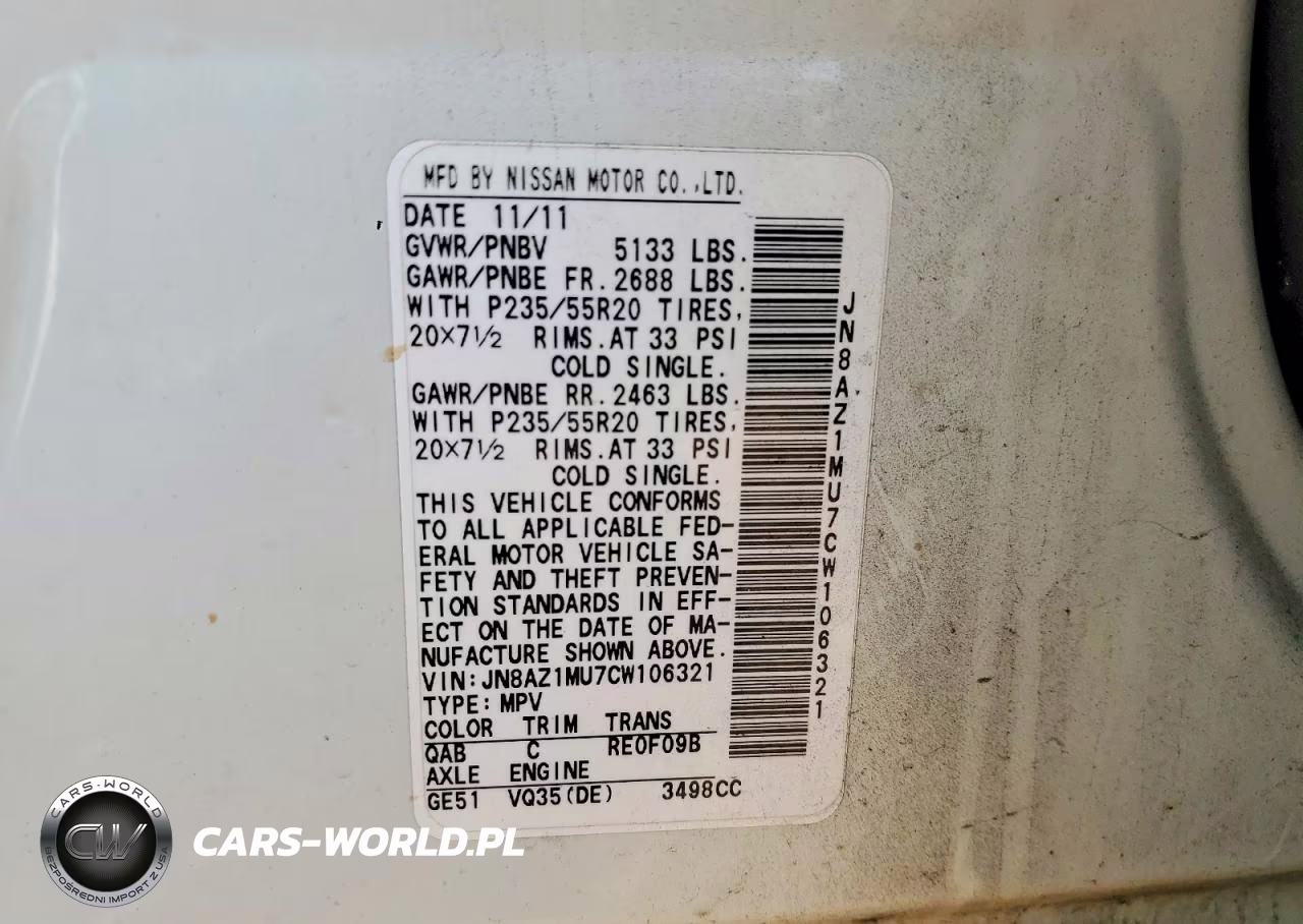 2012 Nissan Murano S VIN:JN8AZ1MU7CW106321 - 12