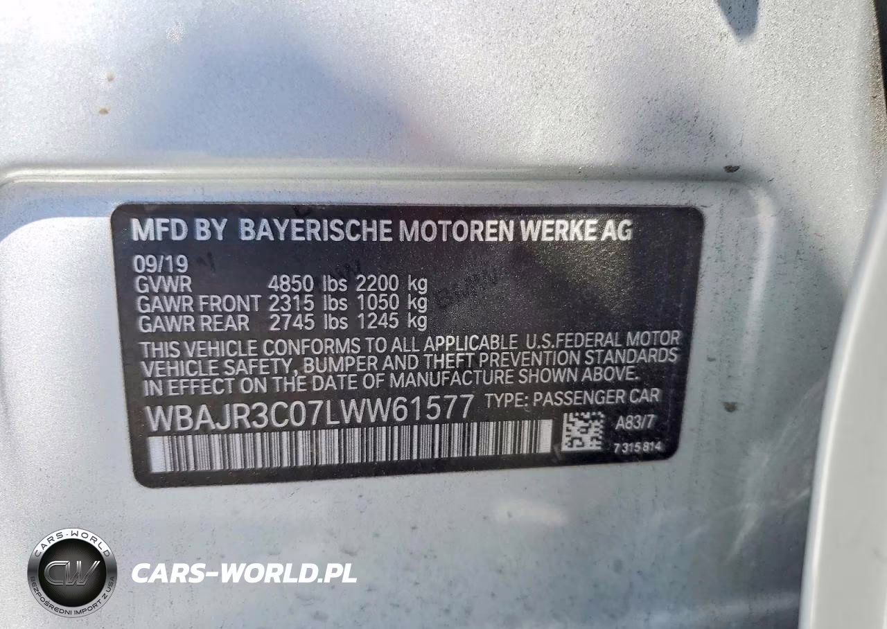 2020 BMW 530 I VIN:WBAJR3C07LWW61577 - 12