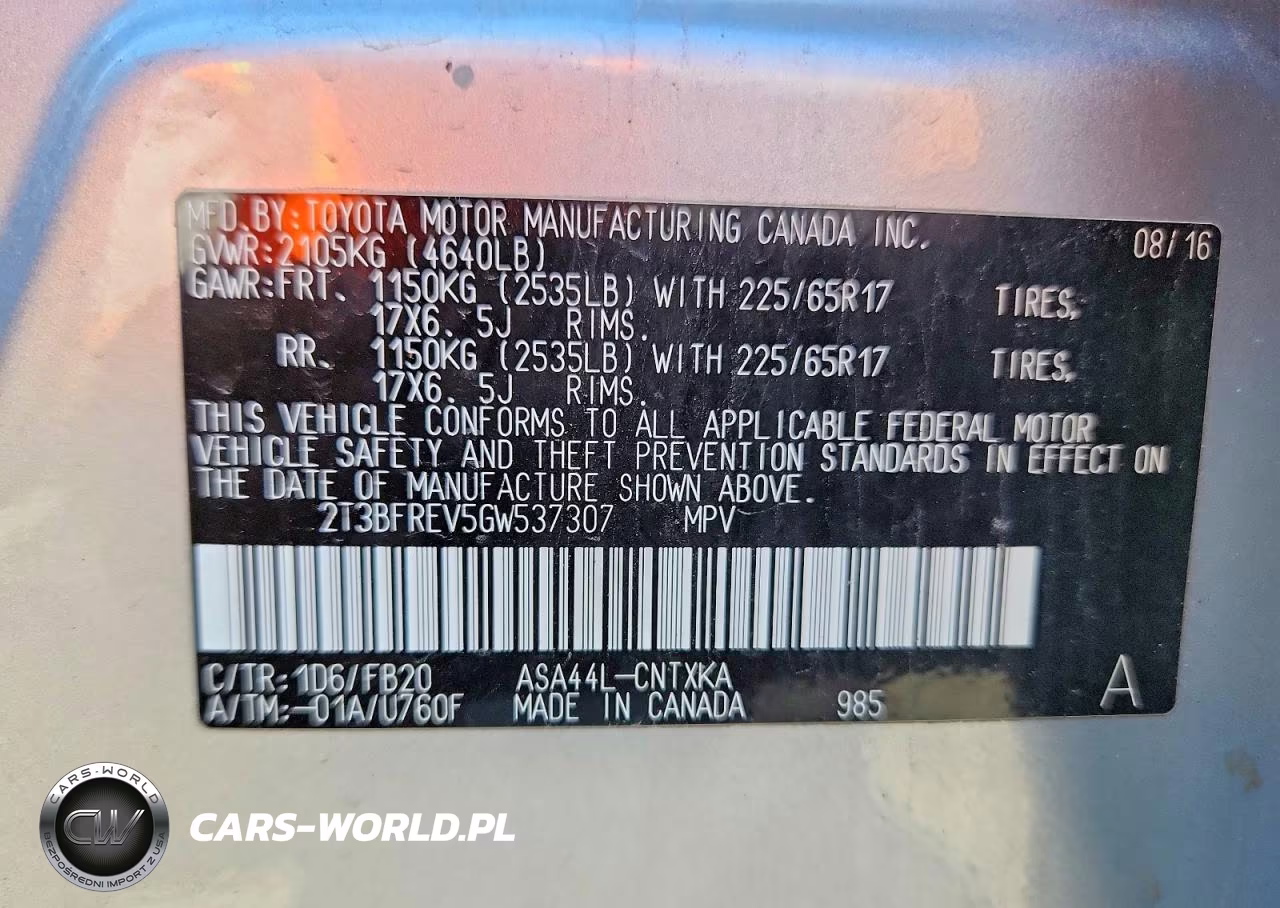 2016 Toyota Rav4 Le VIN:2T3BFREV5GW537307 - 14