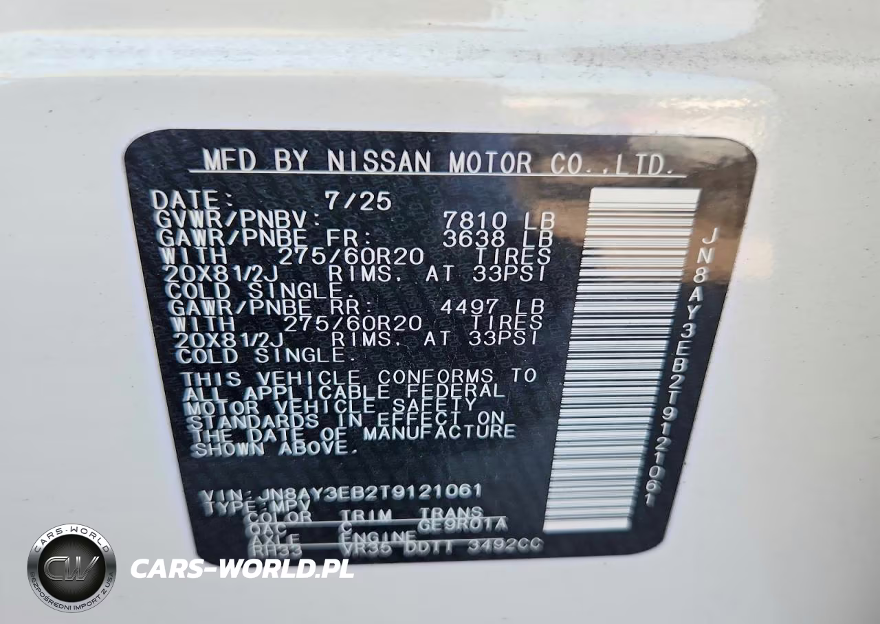 2026 Nissan Armada Platinum VIN:JN8AY3EB2T9121061 - 13