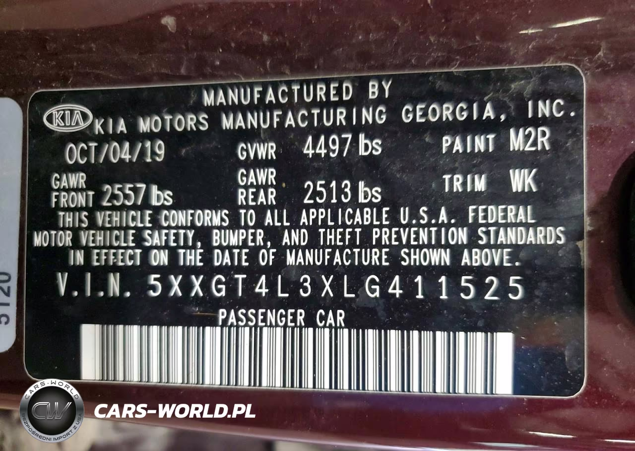 2020 Kia Optima Lx VIN:5XXGT4L3XLG411525 - 12