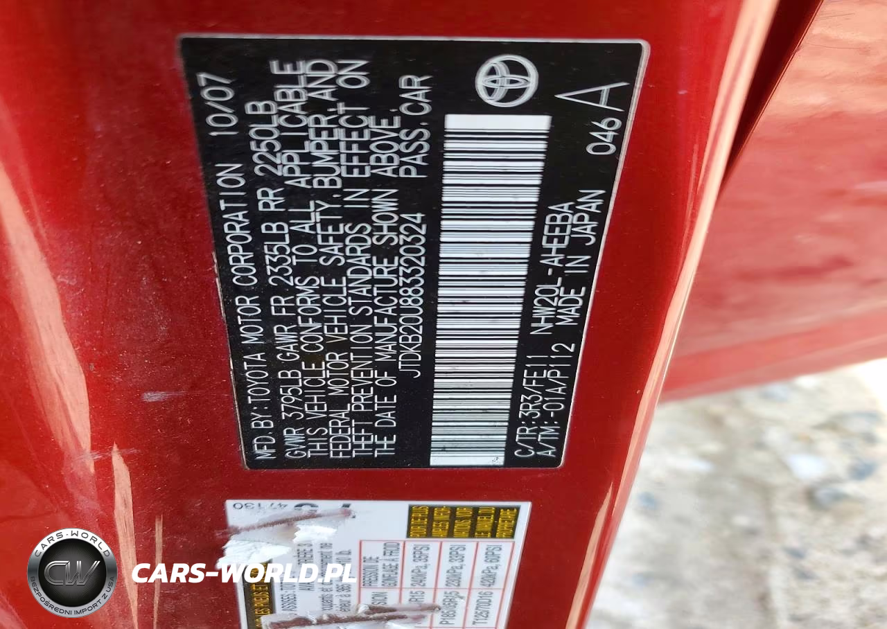 2008 Toyota Prius Base VIN:JTDKB20U883320324 - 13