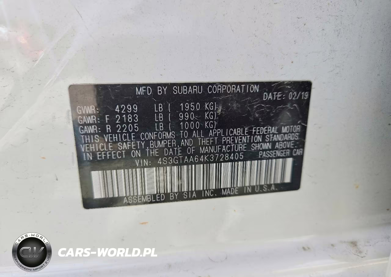 2019 Subaru Impreza VIN:4S3GTAA64K3728405 - 12