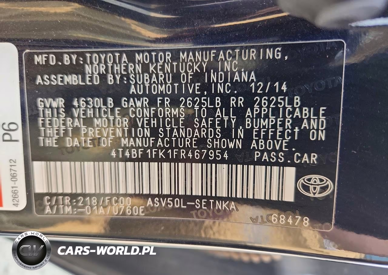 2015 Toyota Camry Le VIN:4T4BF1FK1FR467954 - 12