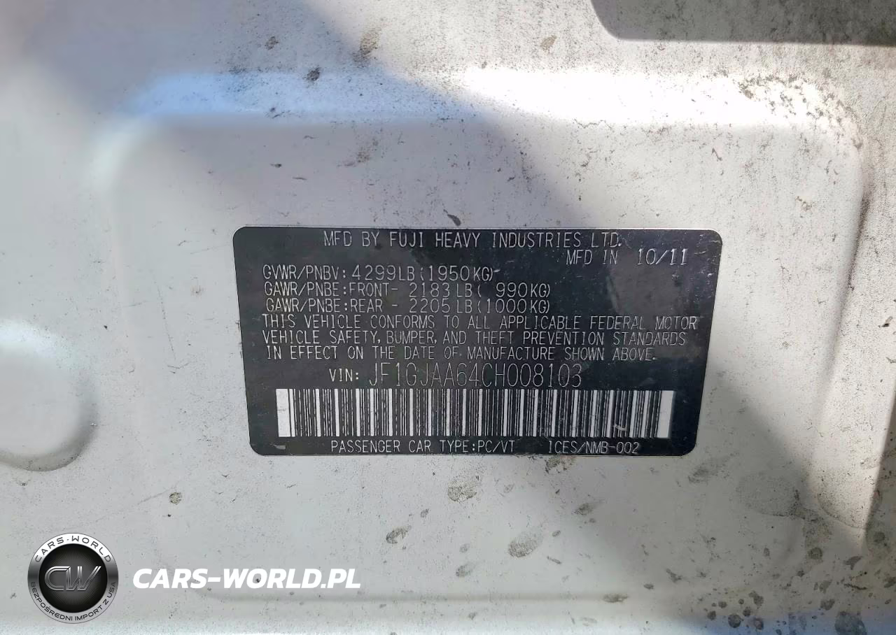 2012 Subaru Impreza VIN:JF1GJAA64CH008103 - 12
