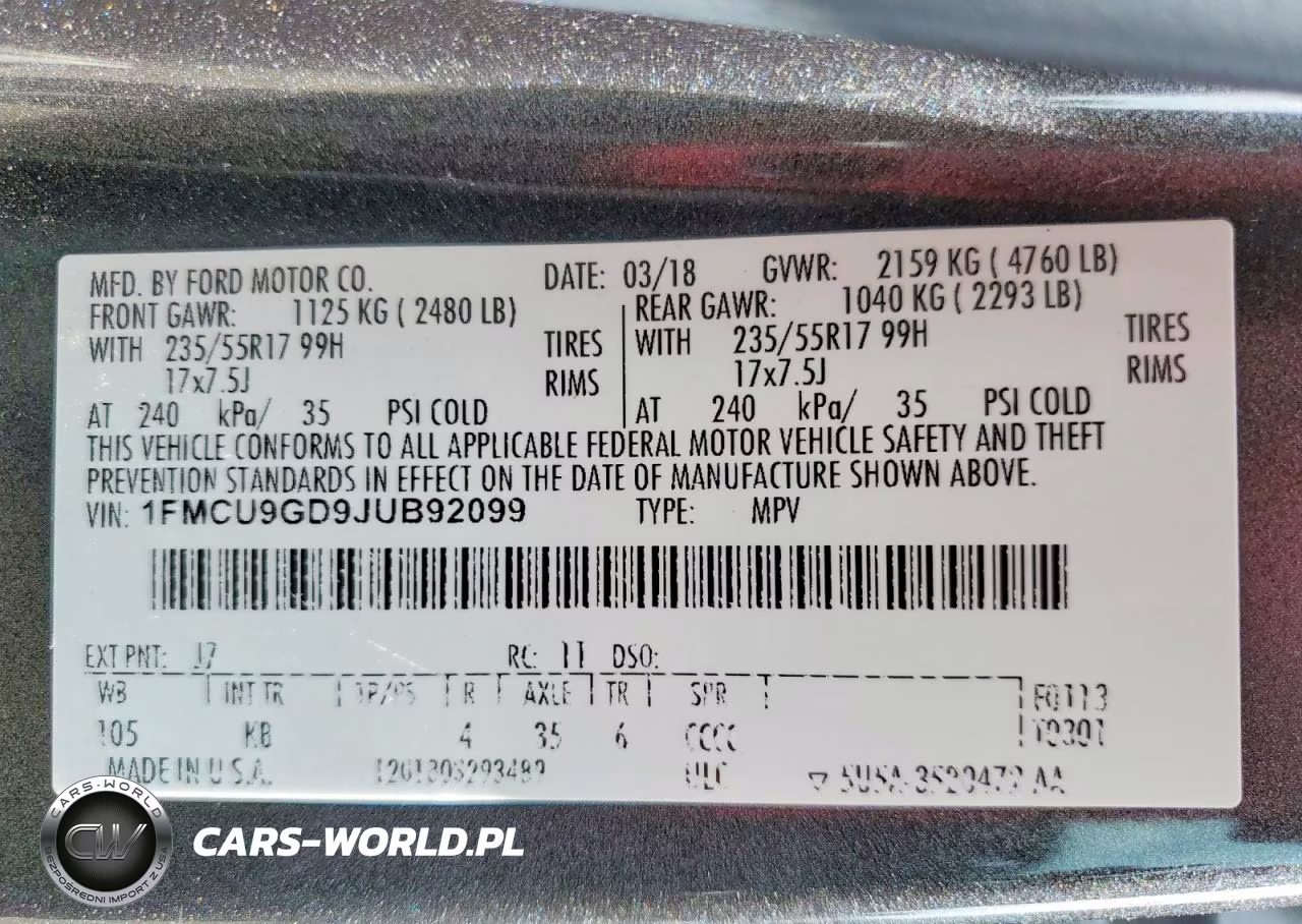2018 Ford Escape Se VIN:1FMCU9GD9JUB92099 - 13