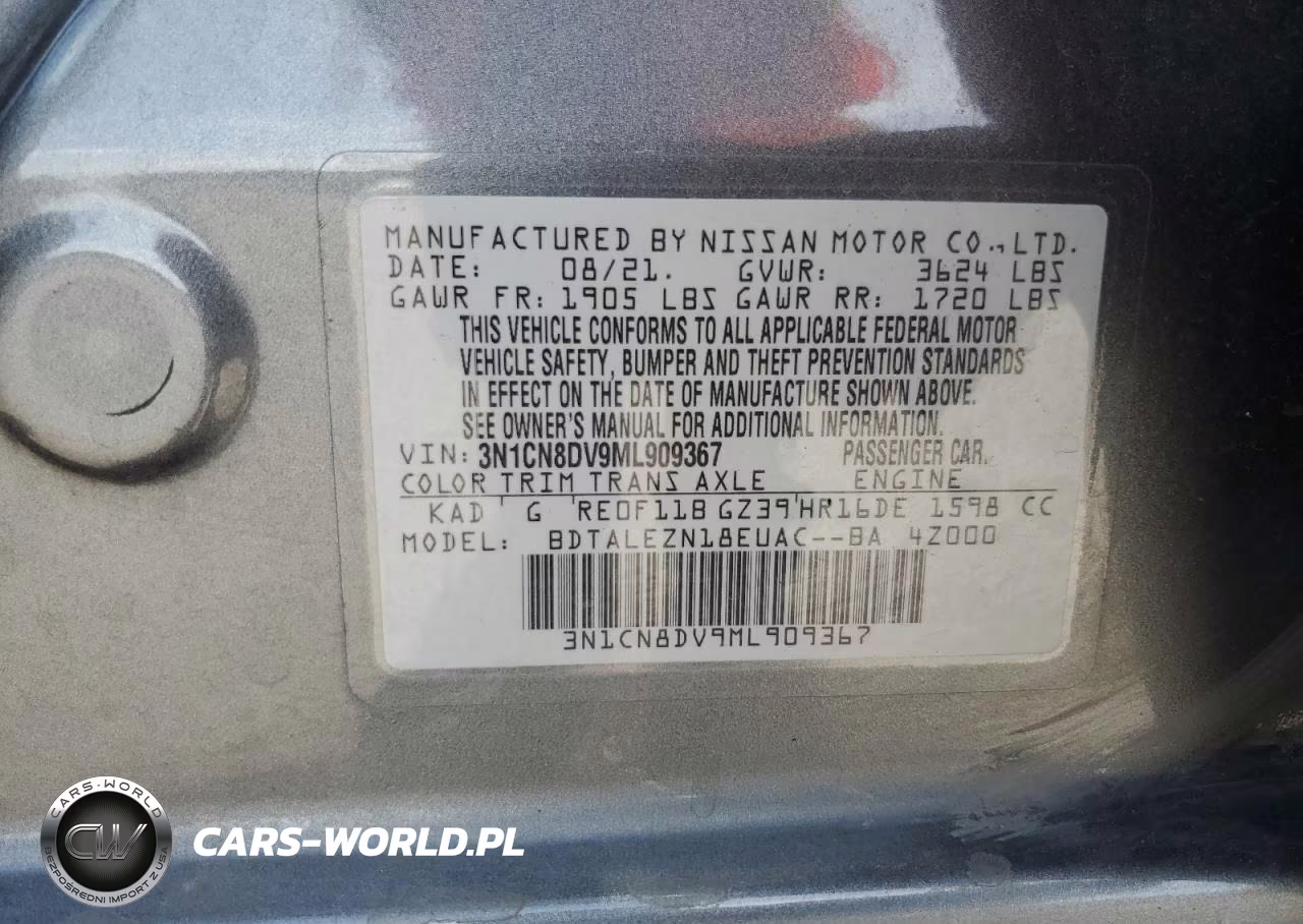 2021 Nissan Versa S VIN:3N1CN8DV9ML909367 - 12
