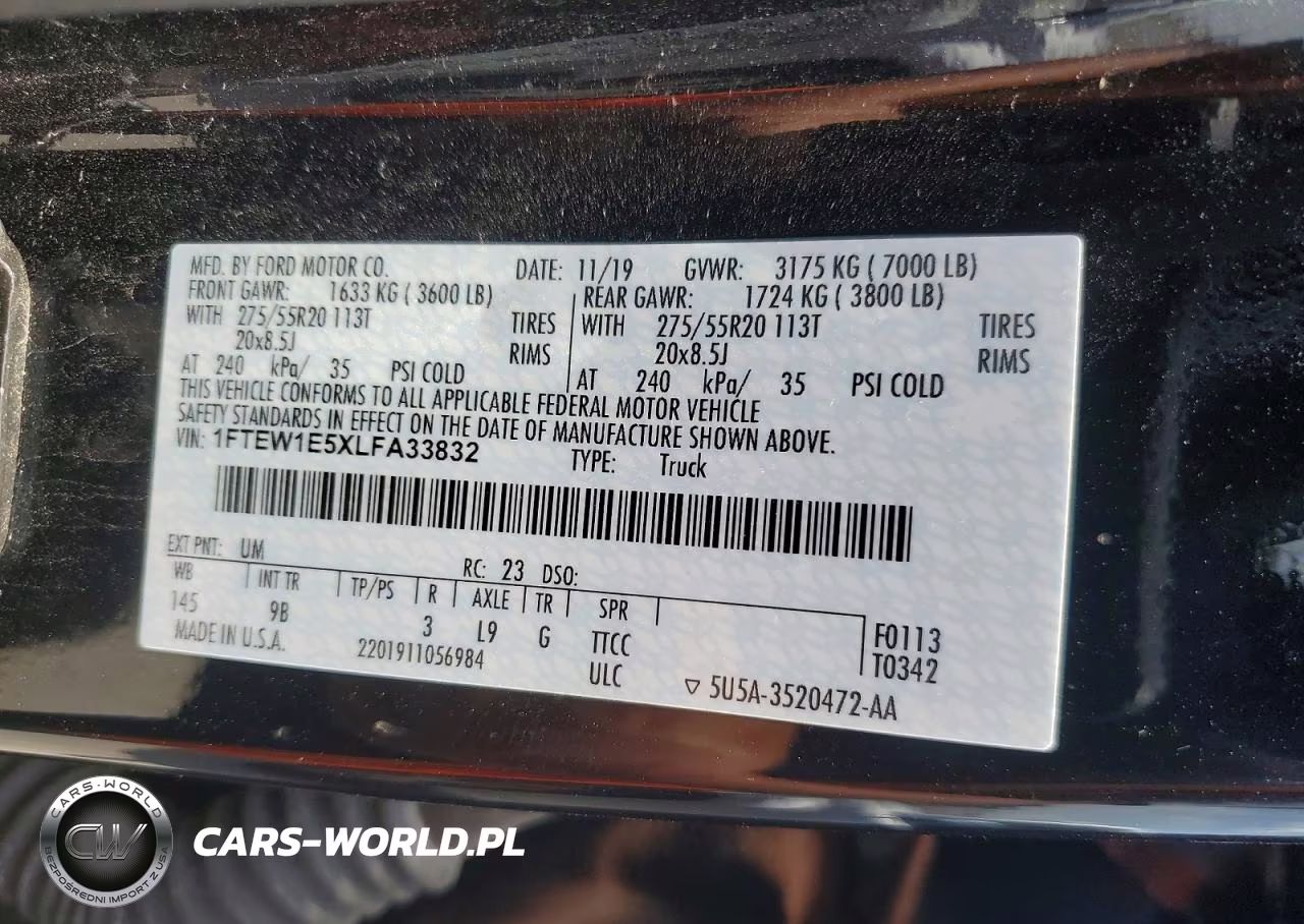 2020 Ford F150 Supercrew VIN:1FTEW1E5XLFA33832 - 12