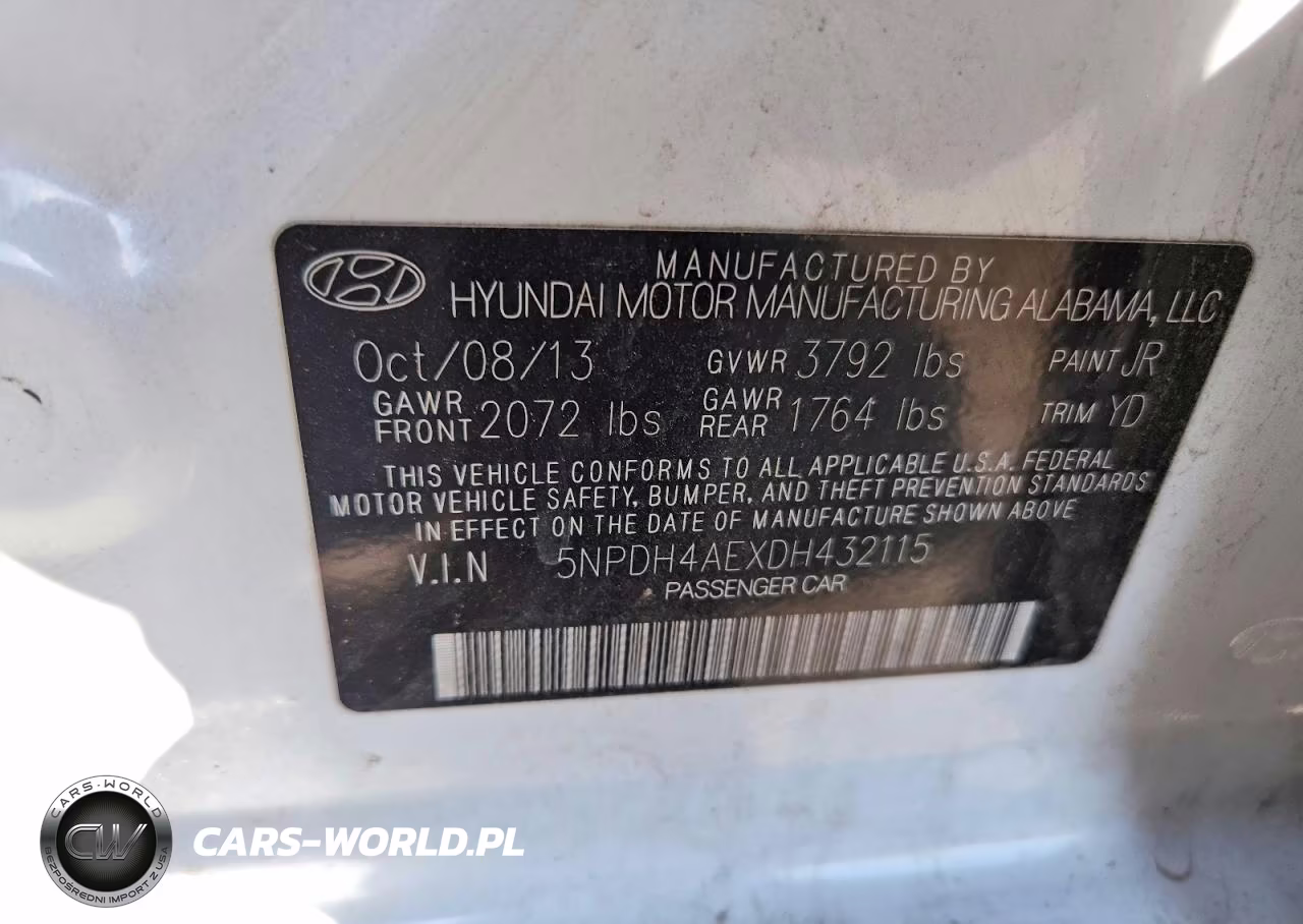 2013 Hyundai Elantra Limited VIN:5NPDH4AEXDH432115 - 12