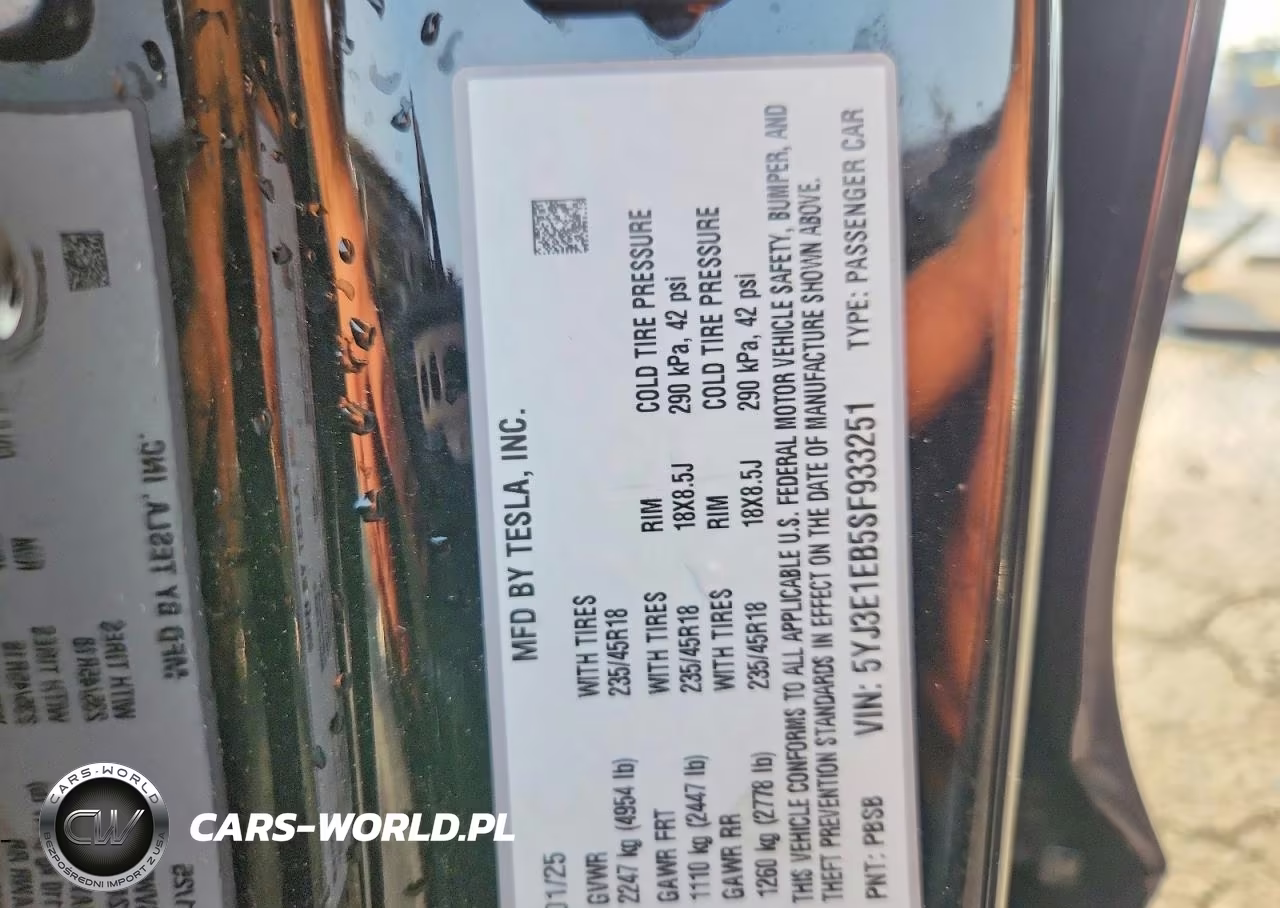 2025 Tesla Model 3 VIN:5YJ3E1EB5SF933251 - 13