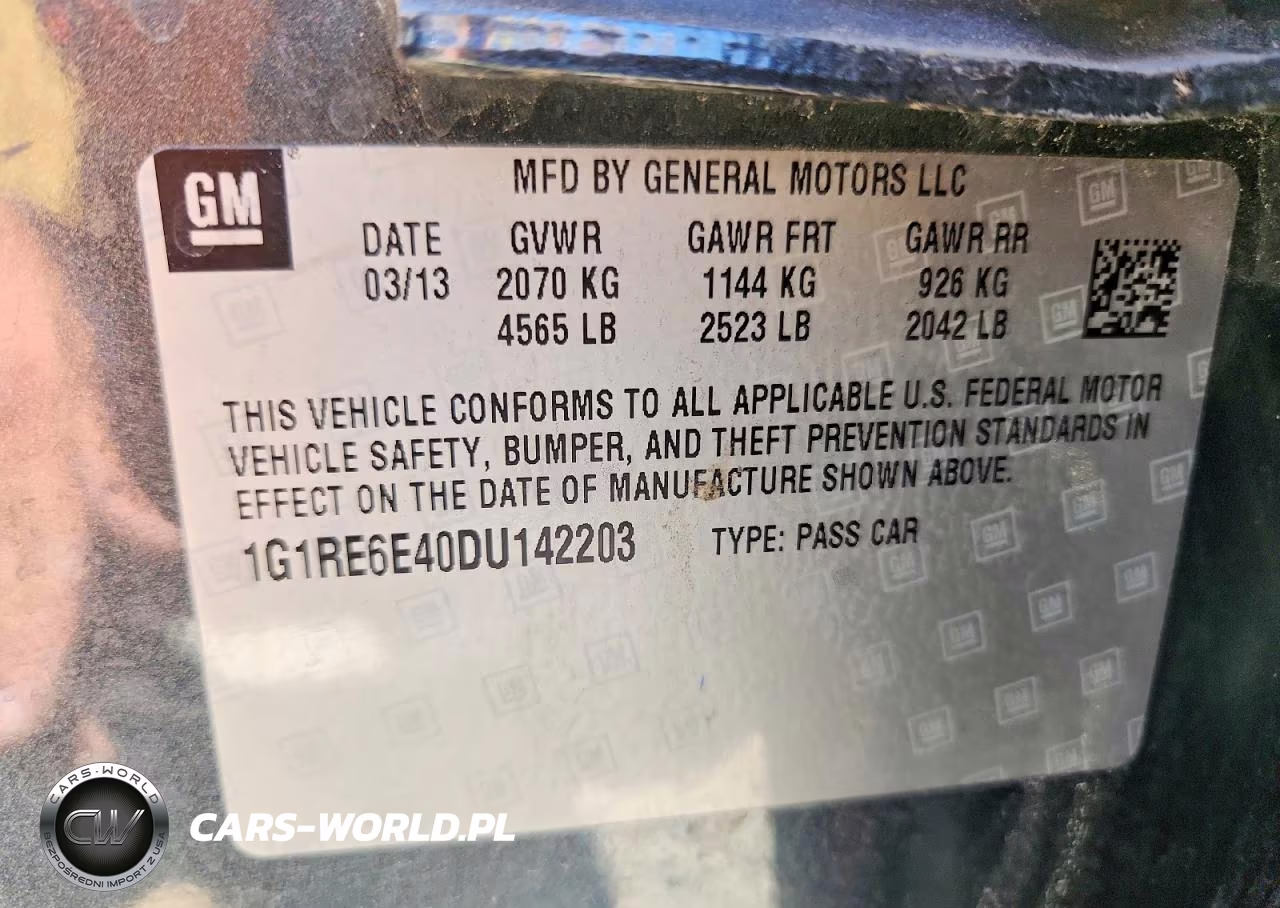 2013 Chevrolet Volt VIN:1G1RE6E40DU142203 - 12