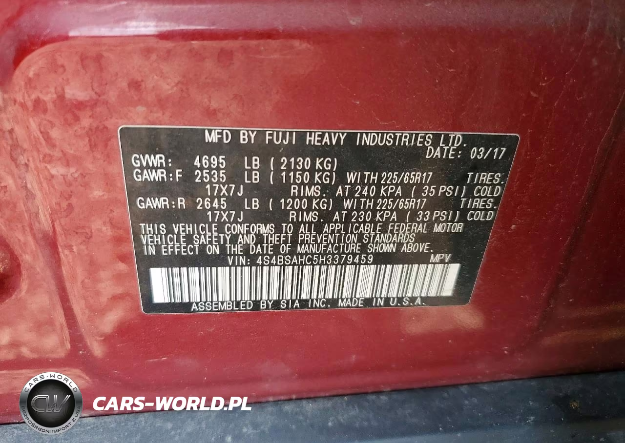 2017 Subaru Outback 2.5I Premium VIN:4S4BSAHC5H3379459 - 12