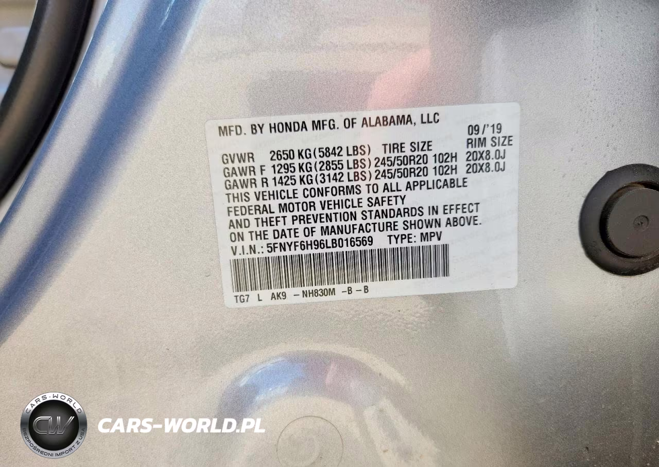 2020 Honda Pilot Touring VIN:5FNYF6H96LB016569 - 13