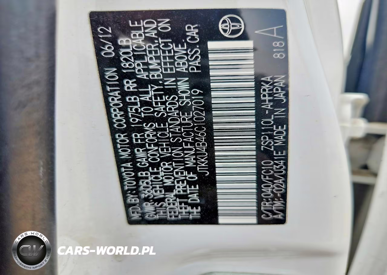 2012 Scion Xd Base VIN:JTKKU4B46C1027019 - 13