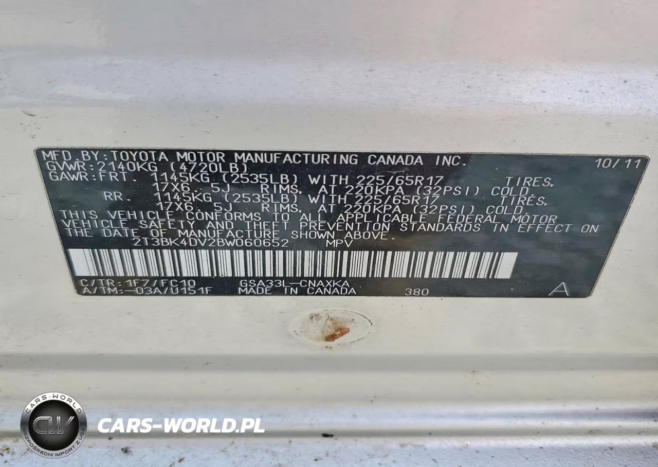 2011 Toyota Rav4 Base VIN:2T3BK4DV2BW060652 - 13