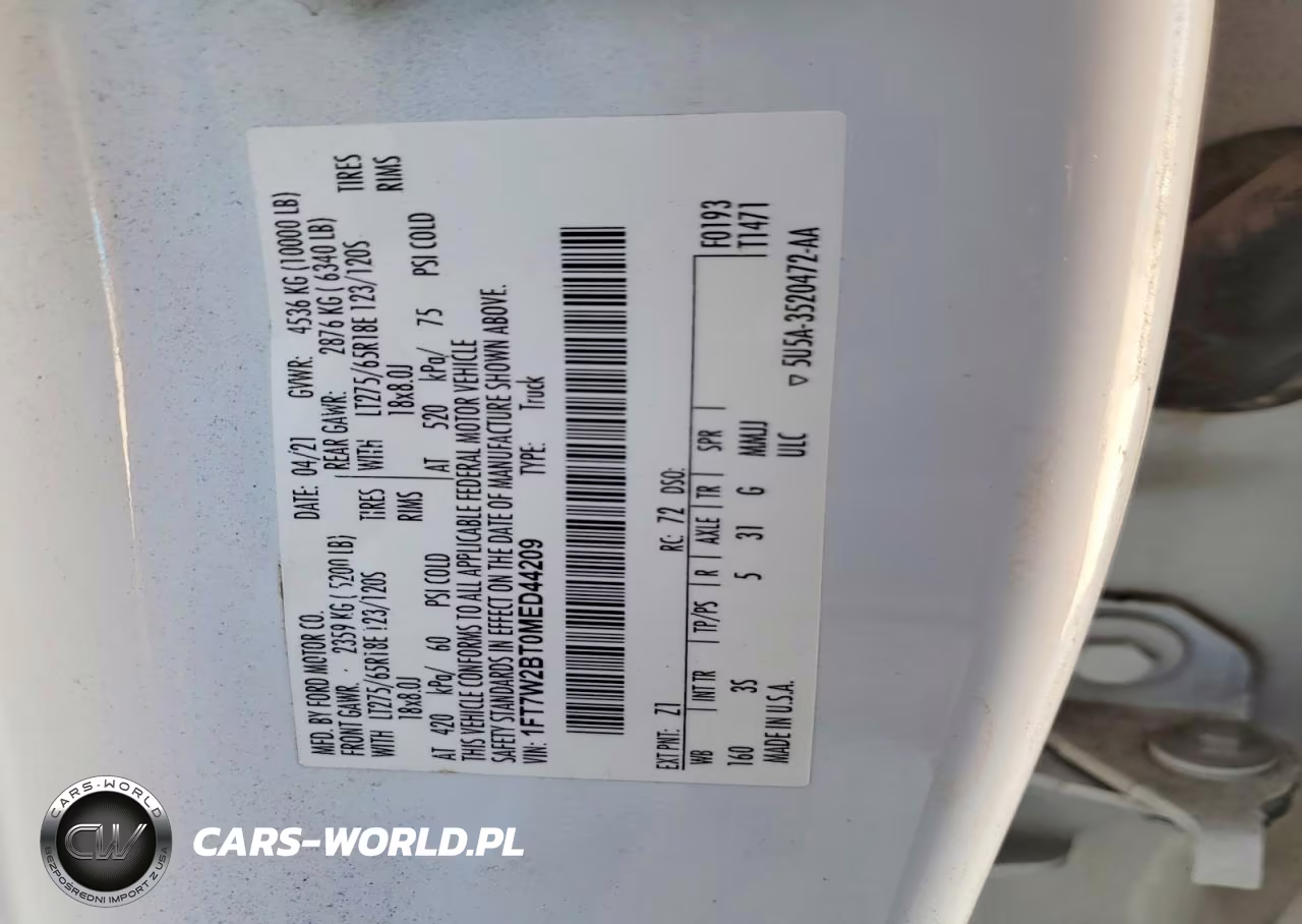 2021 Ford F250 Super Duty VIN:1FT7W2BT0MED44209 - 12