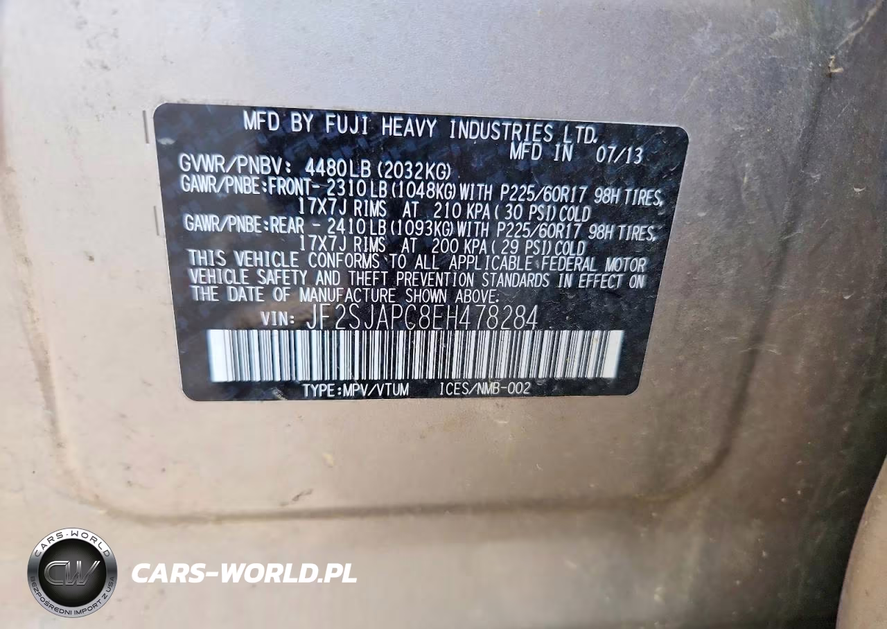 2014 Subaru Forester 2.5I Touring VIN:JF2SJAPC8EH478284 - 13