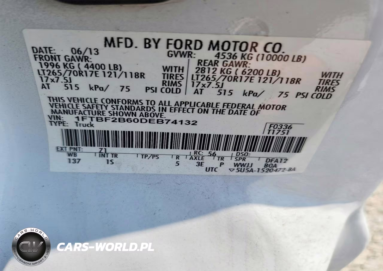 2013 Ford F250 Super Duty VIN:1FTBF2B60DEB74132 - 12