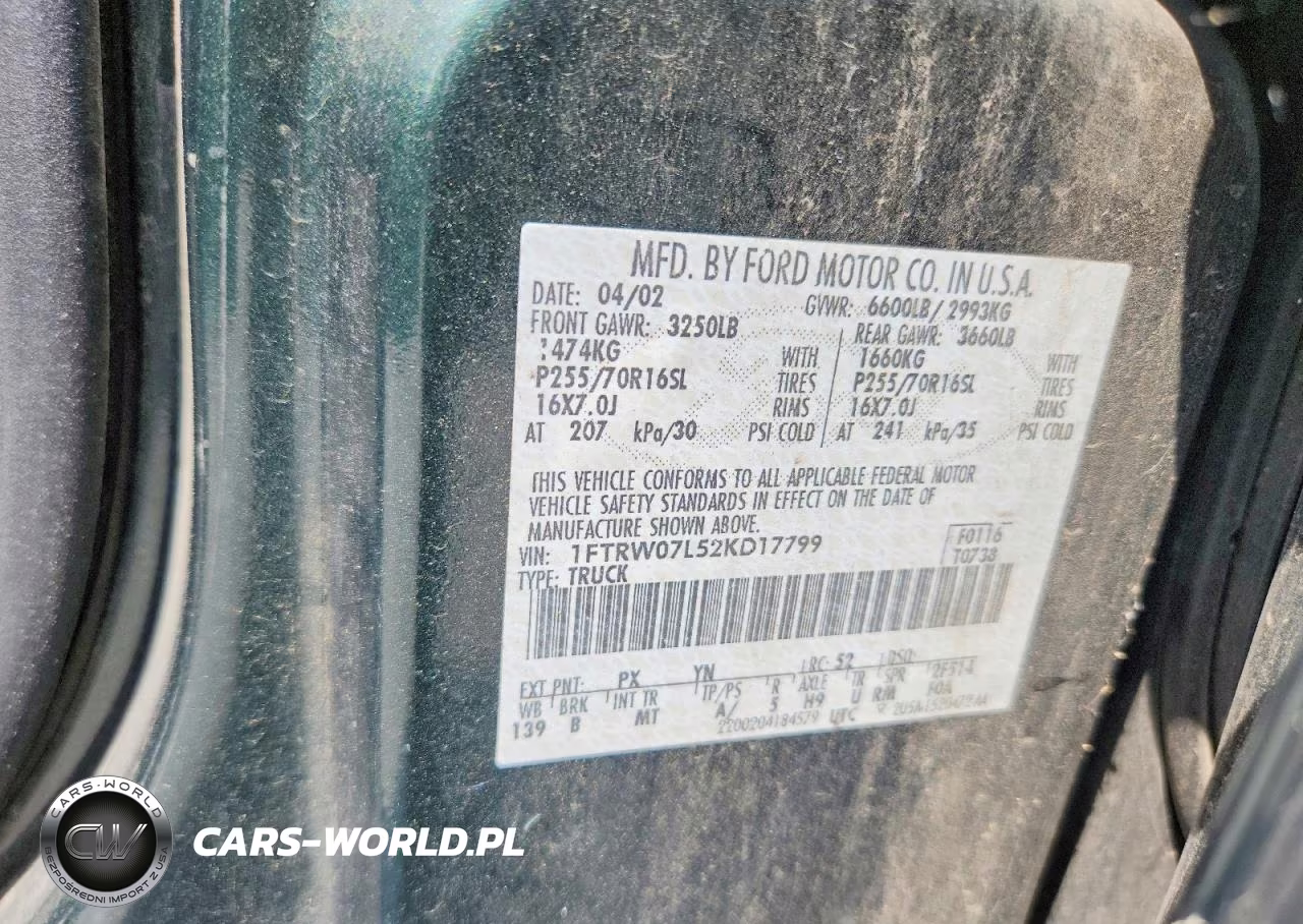 2002 Ford F150 Supercrew VIN:1FTRW07L52KD17799 - 13