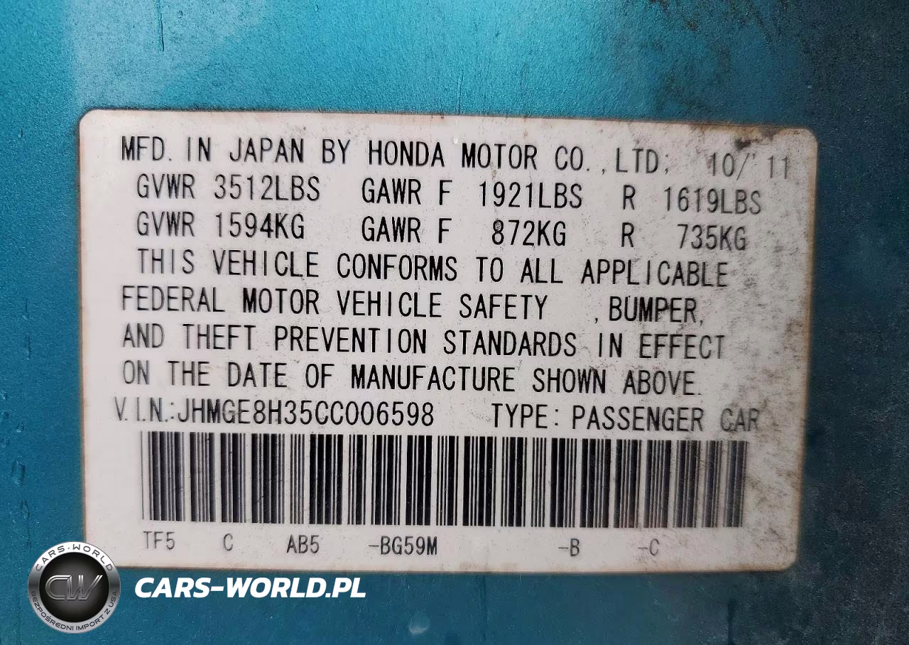 2012 Honda Fit VIN:JHMGE8H35CC006598 - 13