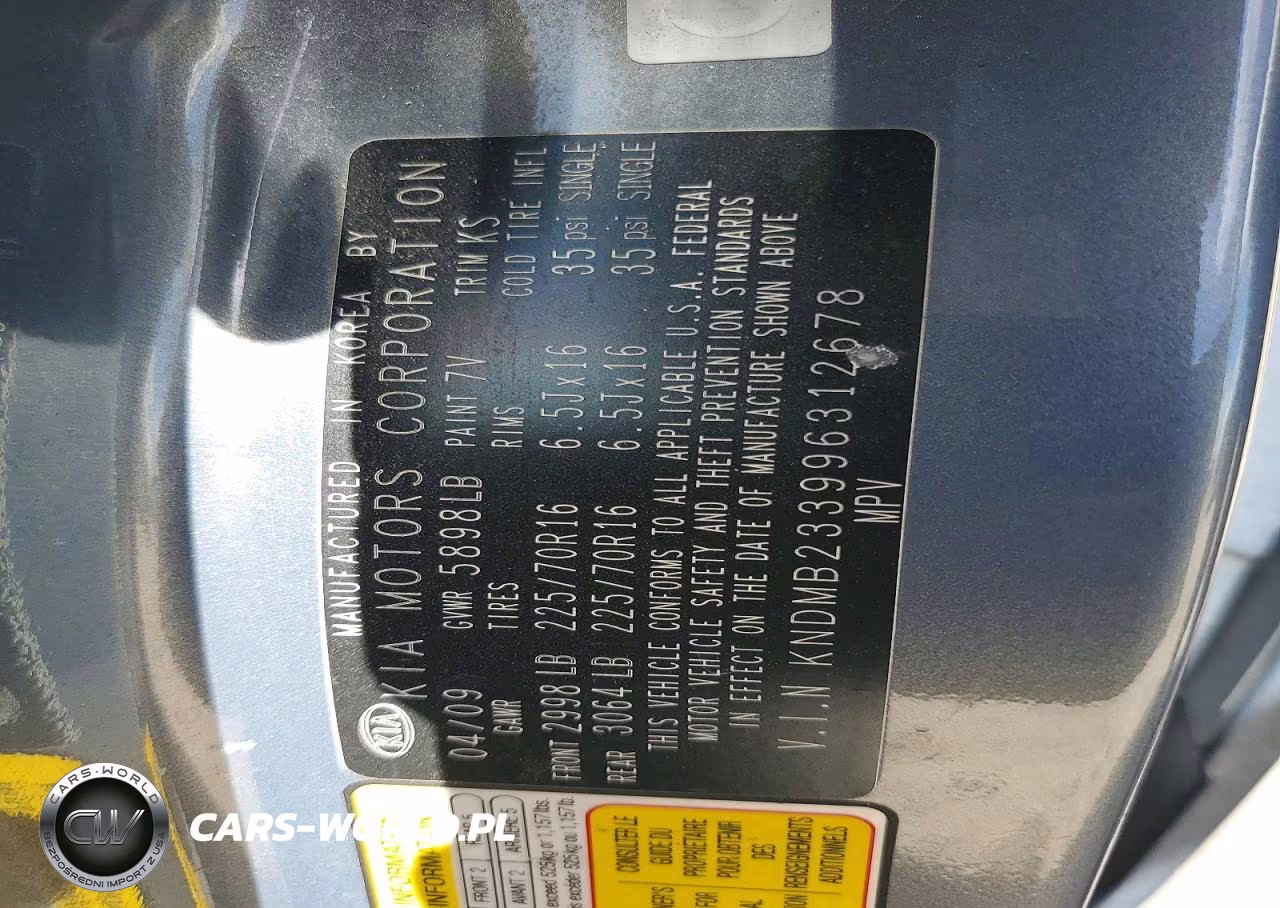 2009 Kia Sedona Lx VIN:KNDMB233996312678 - 13