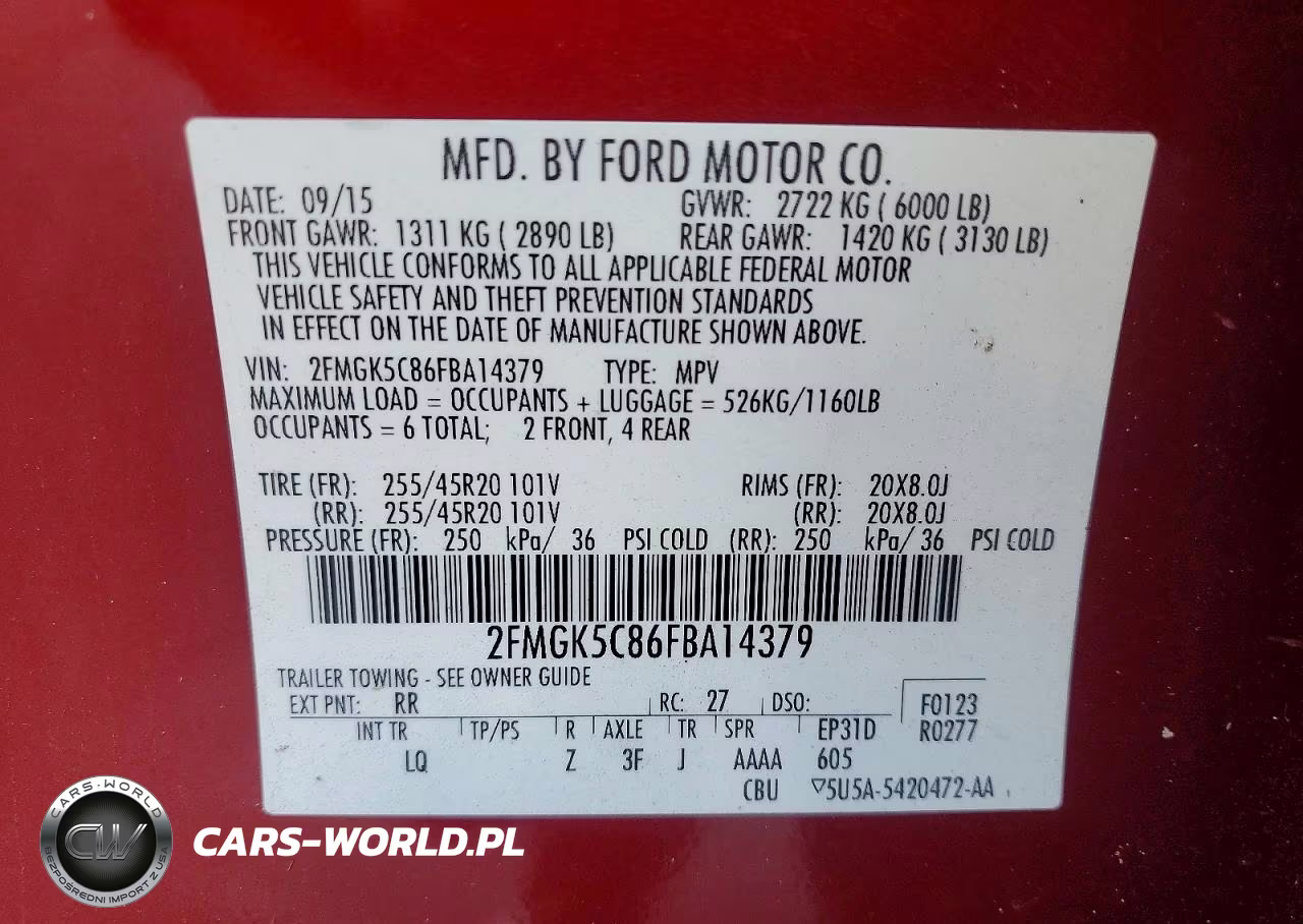 2015 Ford Flex Sel VIN:2FMGK5C86FBA14379 - 14