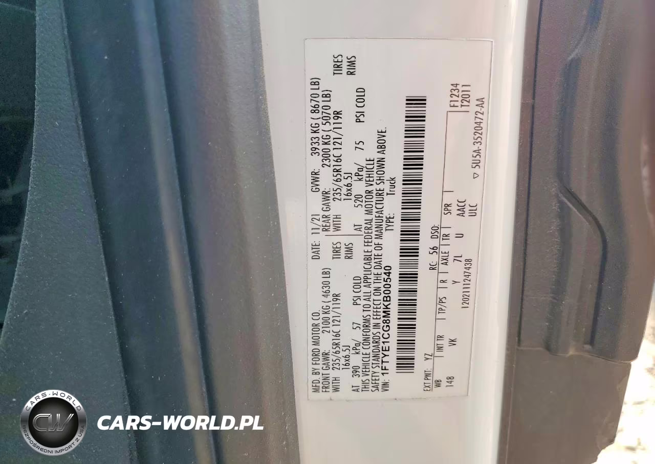 2021 Ford Transit T-150 VIN:1FTYE1CG8MKB00540 - 12