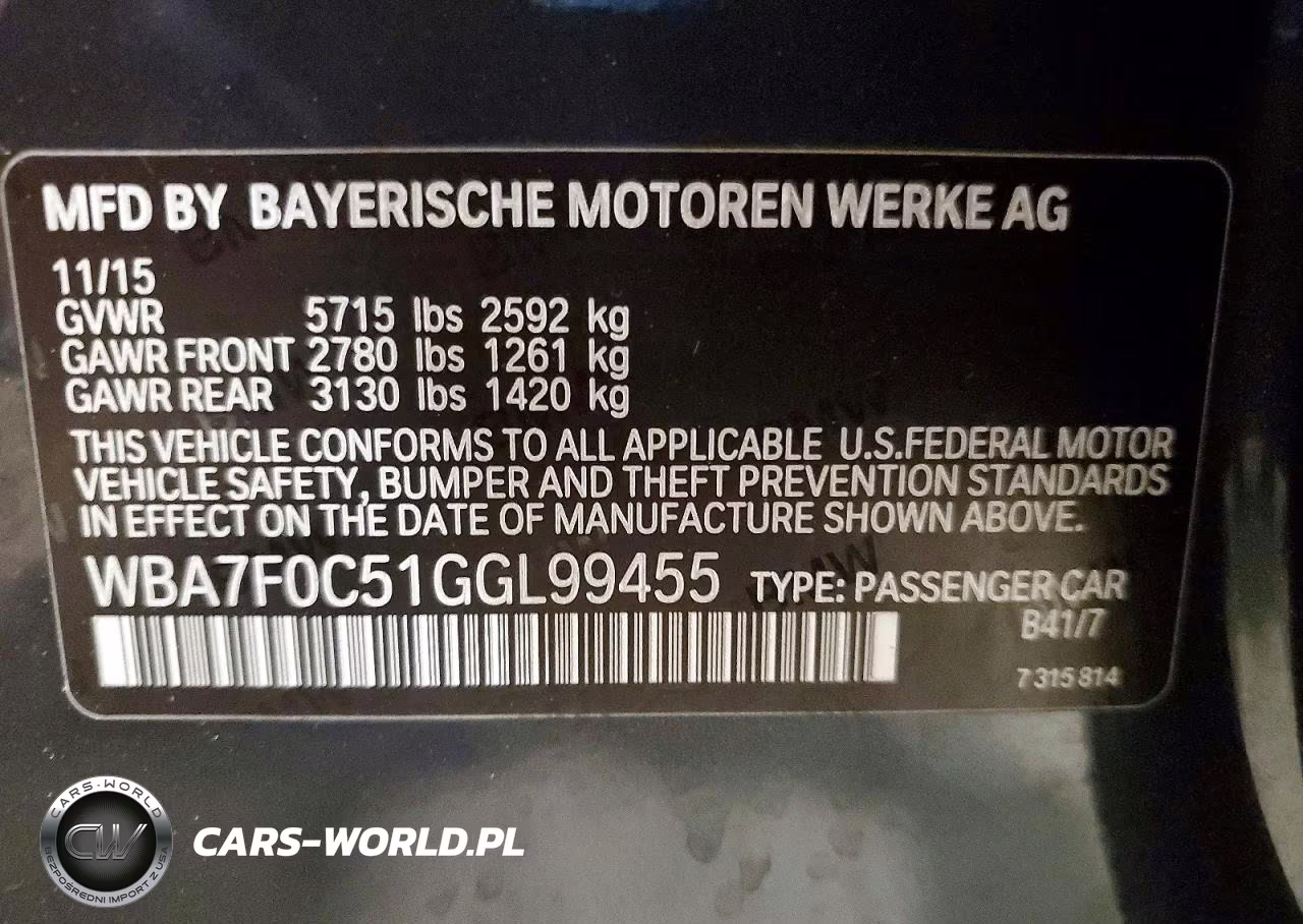 2016 BMW 750 I VIN:WBA7F0C51GGL99455 - 12