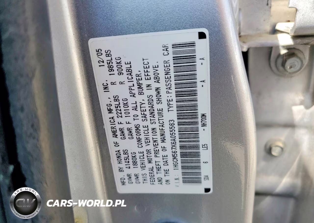 2006 Honda Accord Ex VIN:1HGCM567X6A055563 - 12